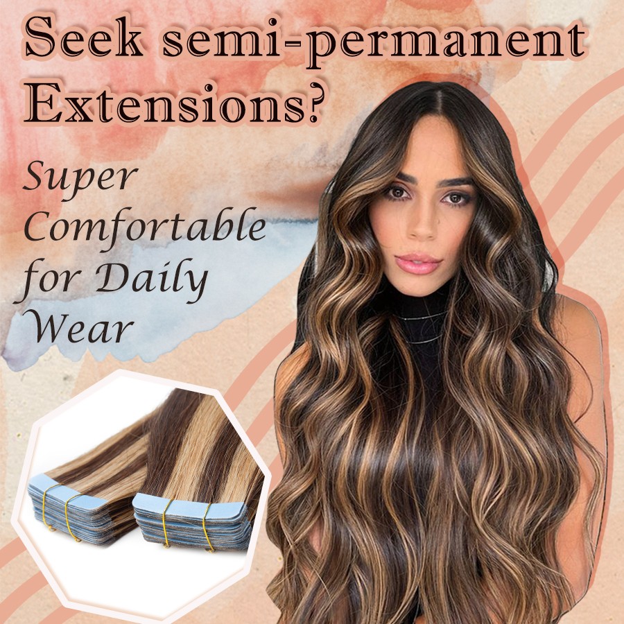 Skin Weft 20PCS Balayage Russian 100%Real Tape in Remy Human Hair Extensions USA