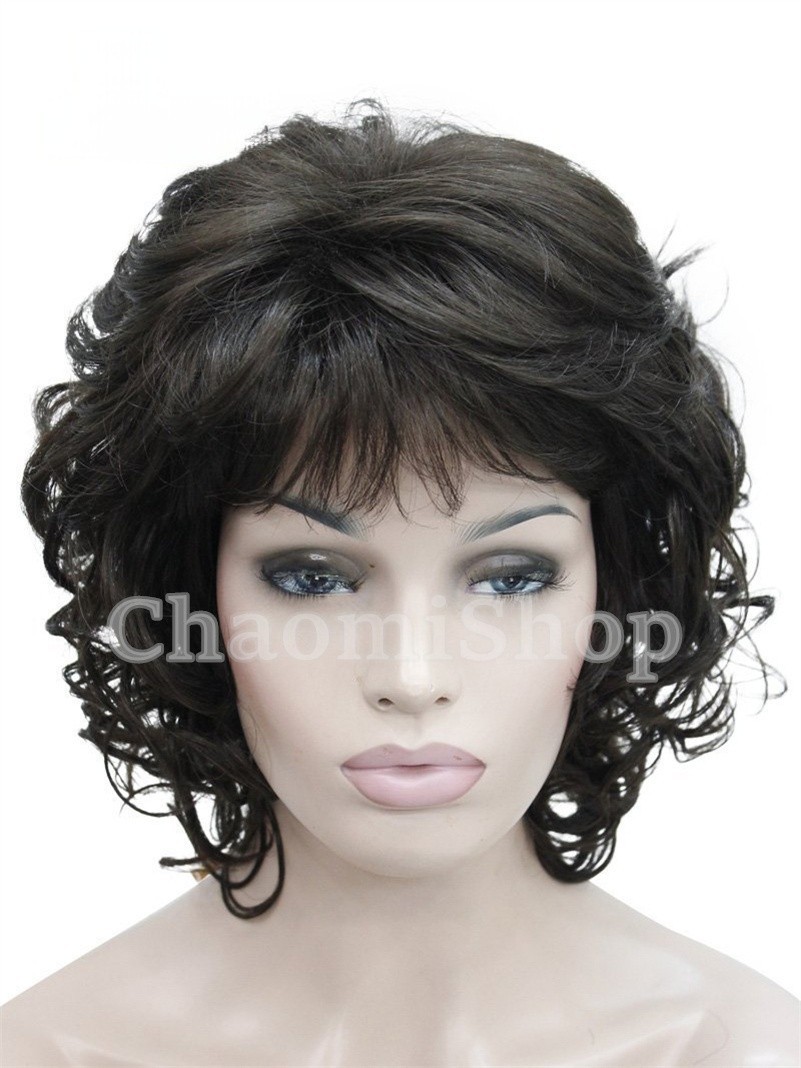 Medium Fluffy Curly Blonde Mix Synthetic Hair Wigs Women Soft Natural Daily