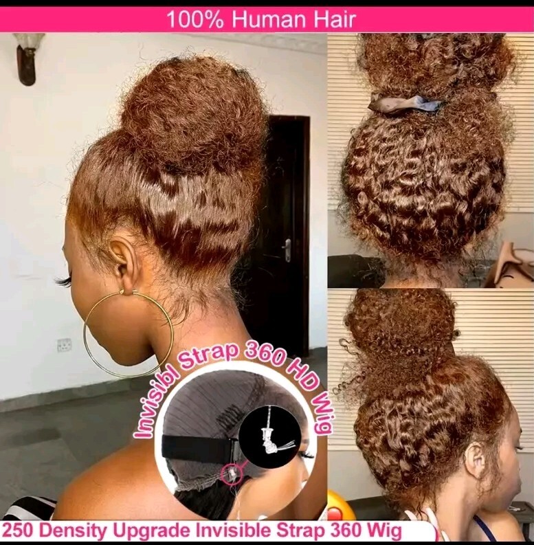 250 Density Invisible Strap 360 Full Lace Chocolate Brown Water Wave Wigs.