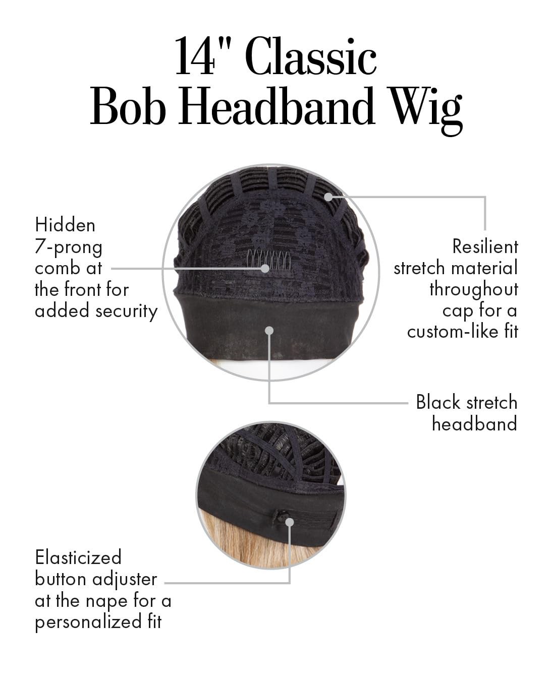 Kim Kimble 14″ Bob Headband , Easy to Wear, Layered Mid-Length and Stylish, M…