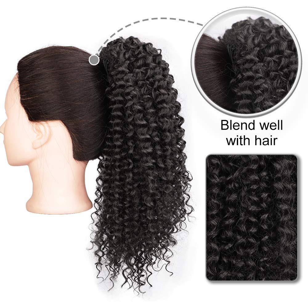 Kinky Curly Drawstring Ponytail with Soft Fiber for Natural Hair Appearance