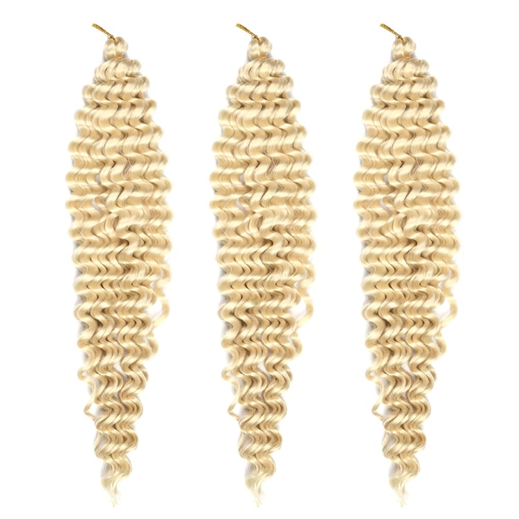 Jiefeng Braiding Hair Beige 22 Inch 3 Bundles Deep Wave Bulk Hair Extensions