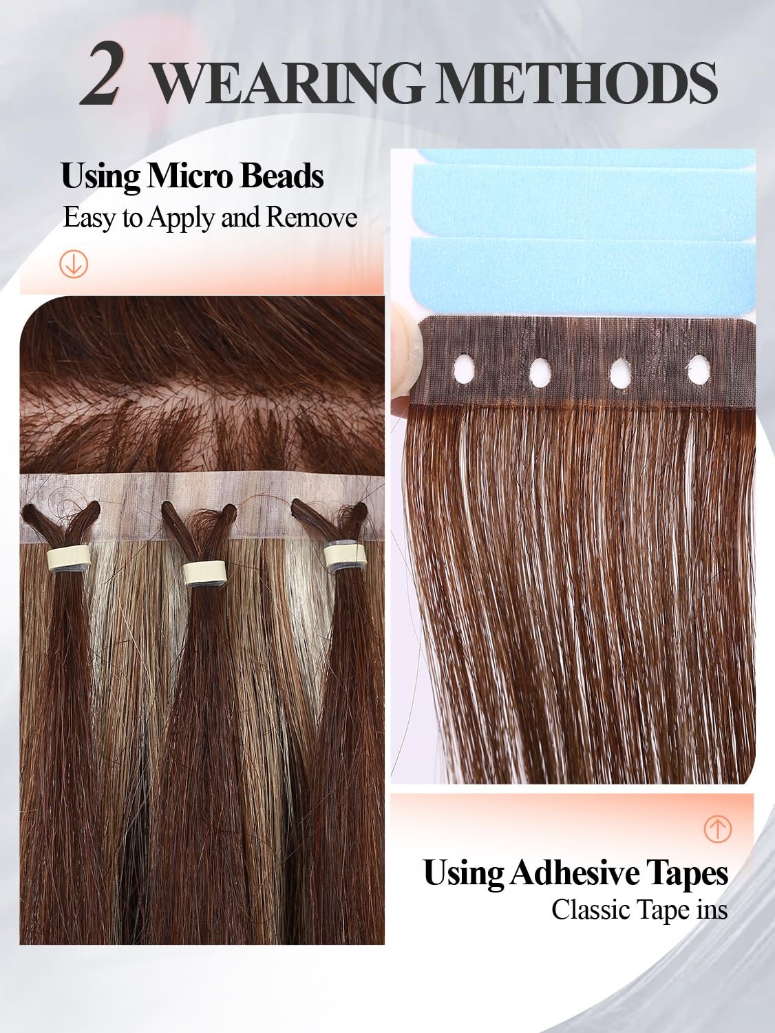Hanne Fashion Invisible Beaded Weft Hair Extensions Human Hair Dual-Use Micro