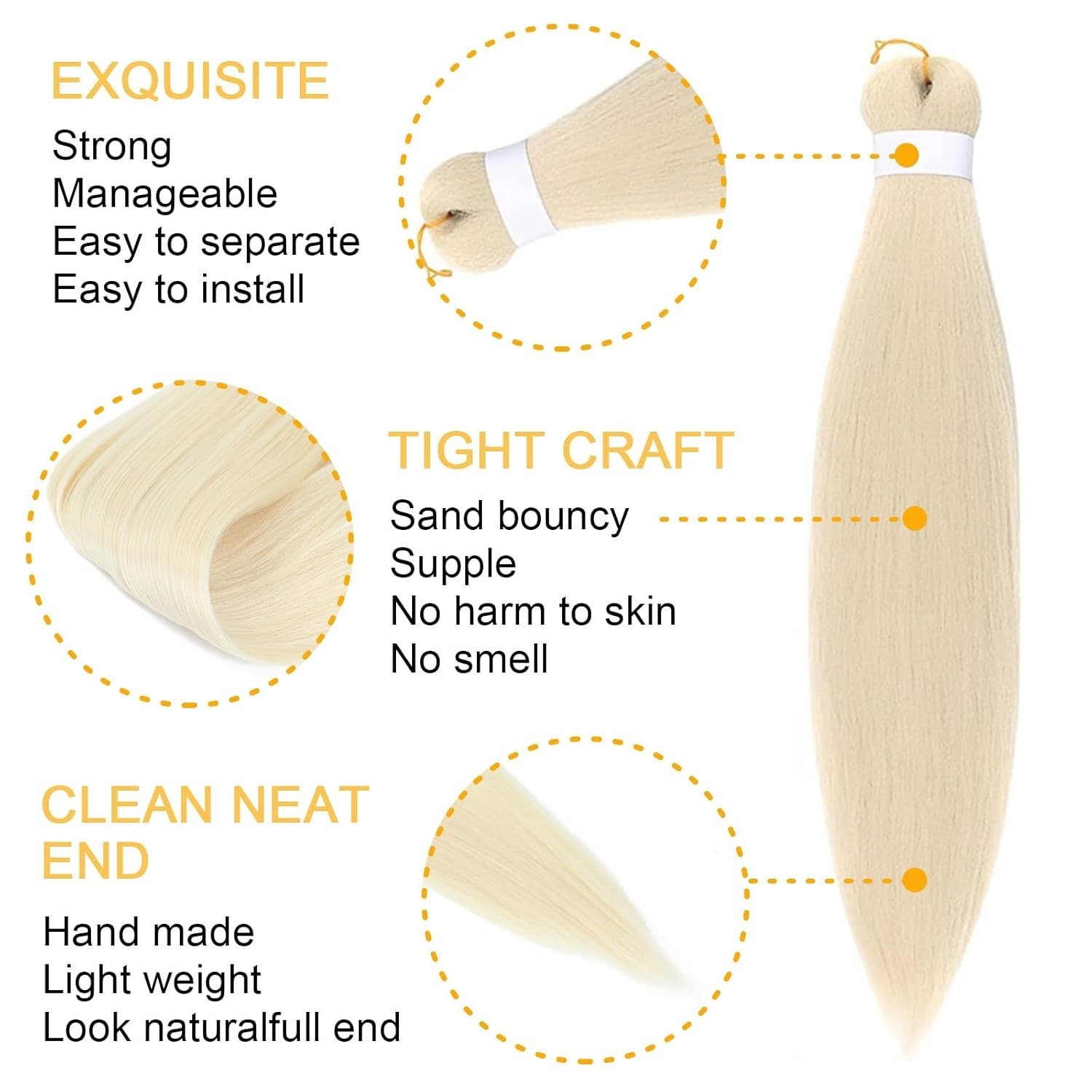 24 inch Pre-Stretched Knotless Braids in Blonde, 3 Pack – Effortless Elegance