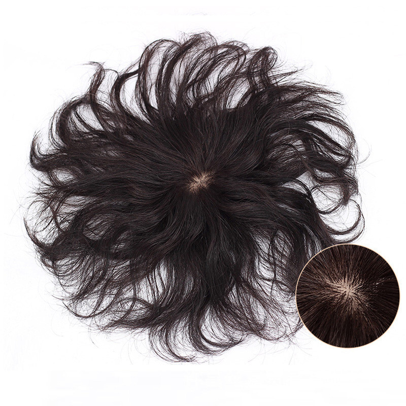 Short Wavy Curly Hair Wiglet Topper Human Hair Replacement for Women’s Thin Hair