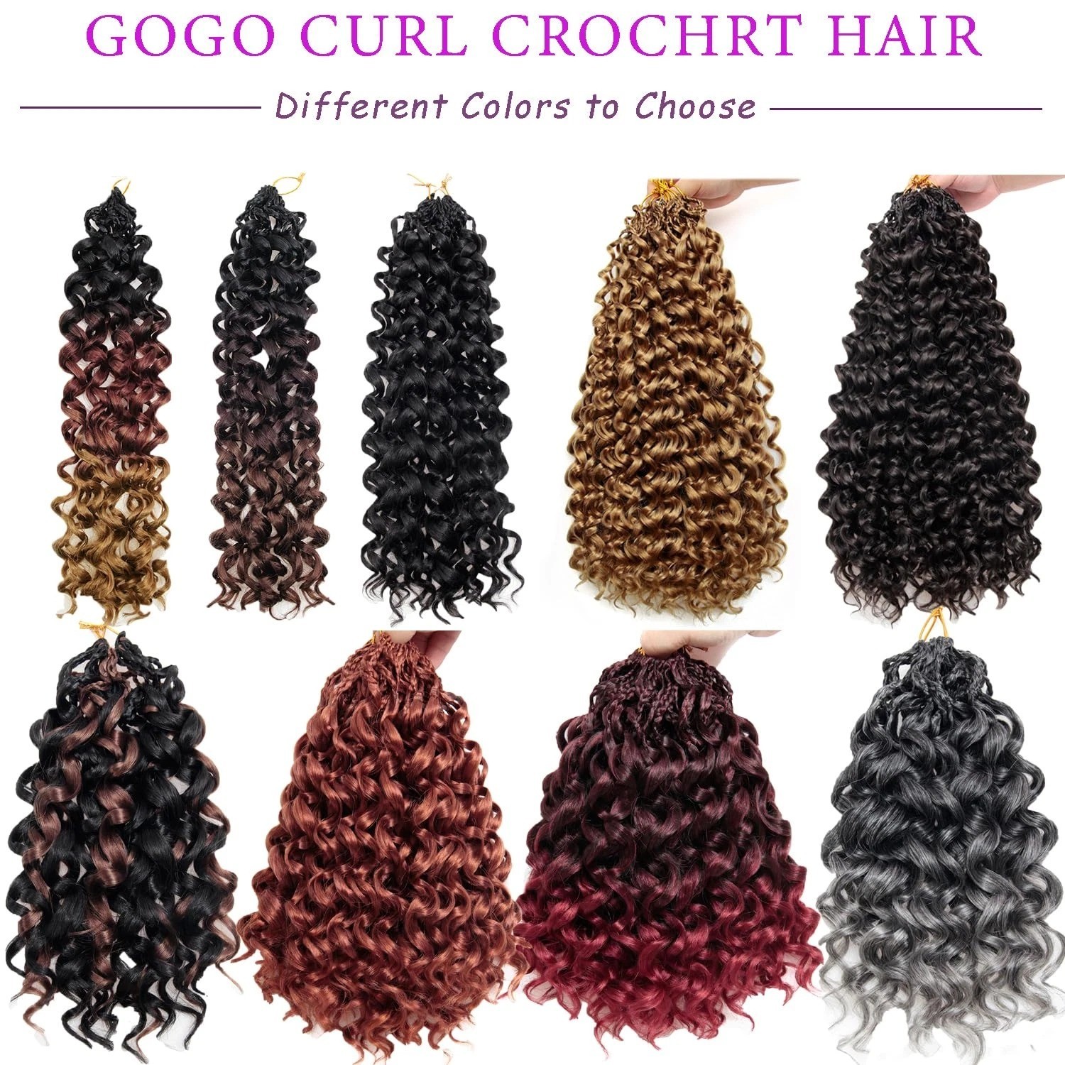 Gogo Curl Crochet Hair 8 Packs Pre Looped Short Curly Ocean Water Wave Synthetic