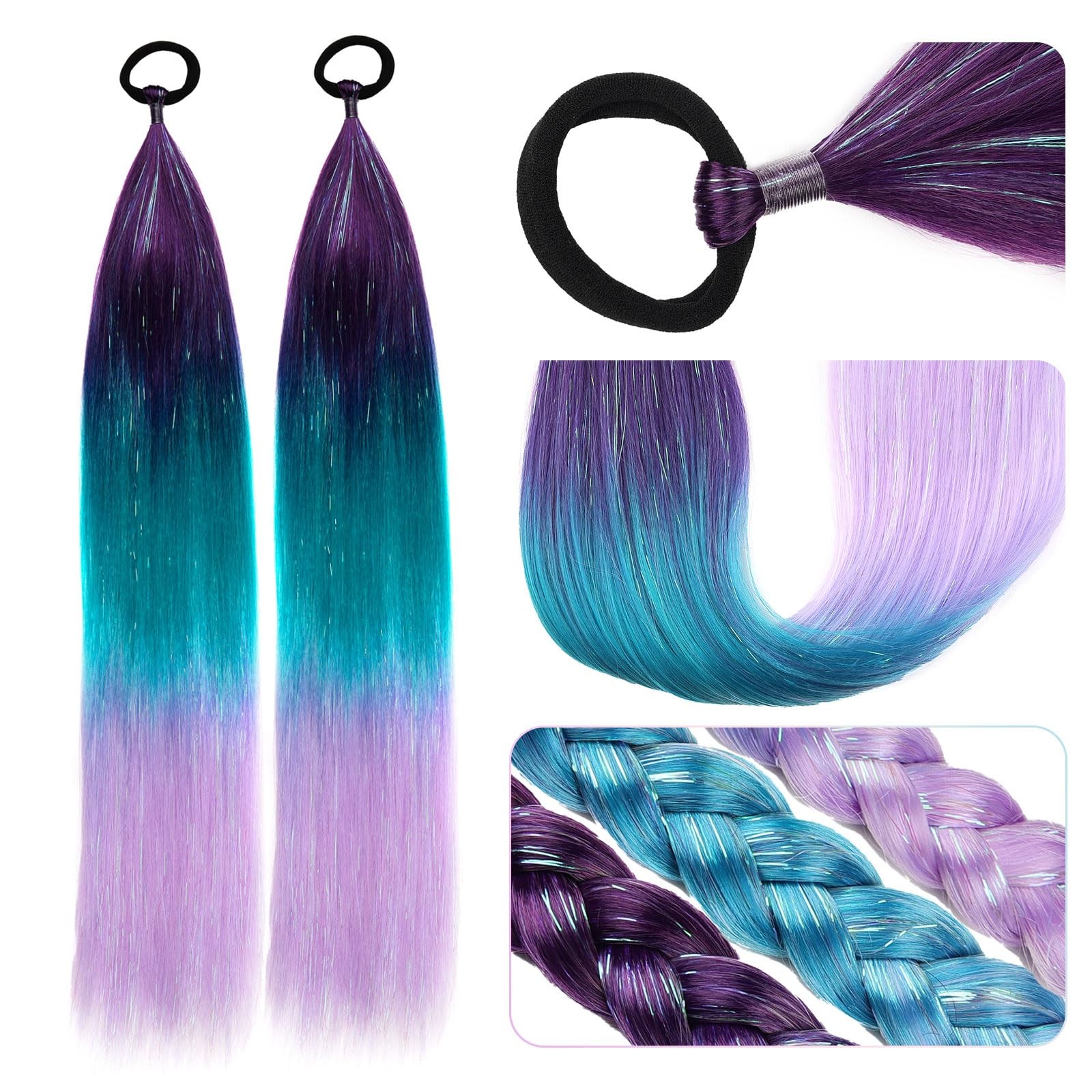 Ponytail Extension with Tie, Colored Hair Extension, Festival Crazy Hair Day …
