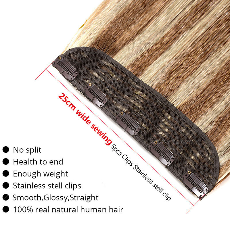 Thick One Piece Clip In Russian 100% Remy Human Hair Extensions Lowlights Ombre