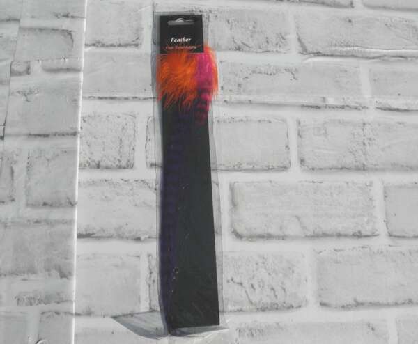 NEW SYNTHETIC FEATHER HAIR EXTENSION (ORANGE, PINK, PURPLE) 11″ LONG #17