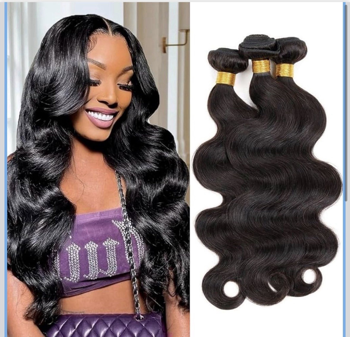 BaodanHair Human Hair Body Wave Double Weft Unprocessed 16in 3 Bundles