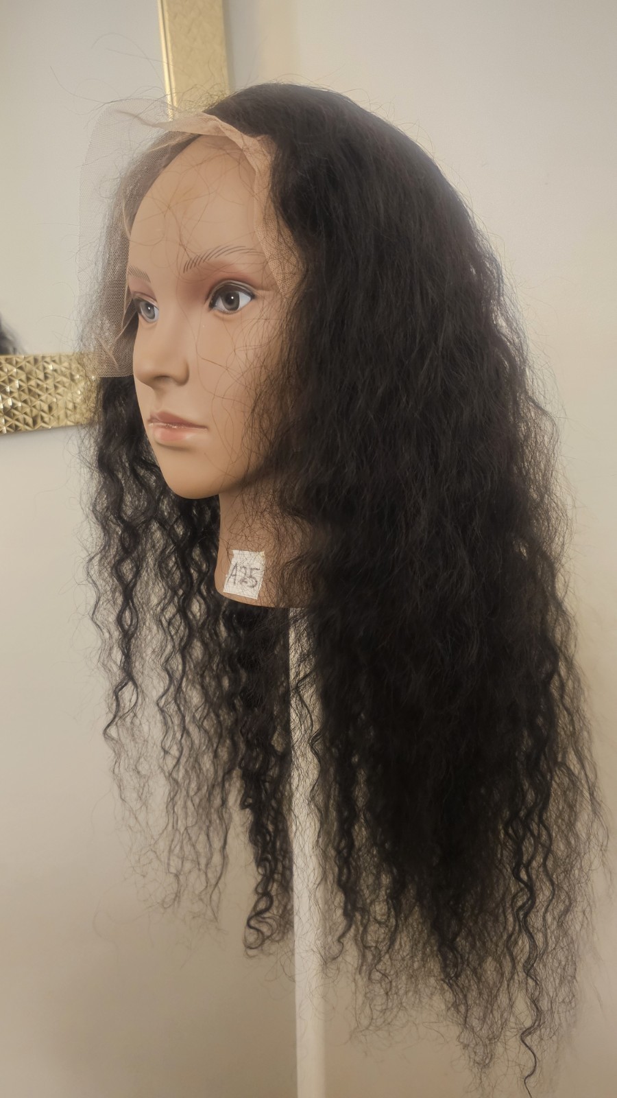 High Quality regular Top Black 24 to 26″ curly 100% Virgin Human Hair Lace Wig