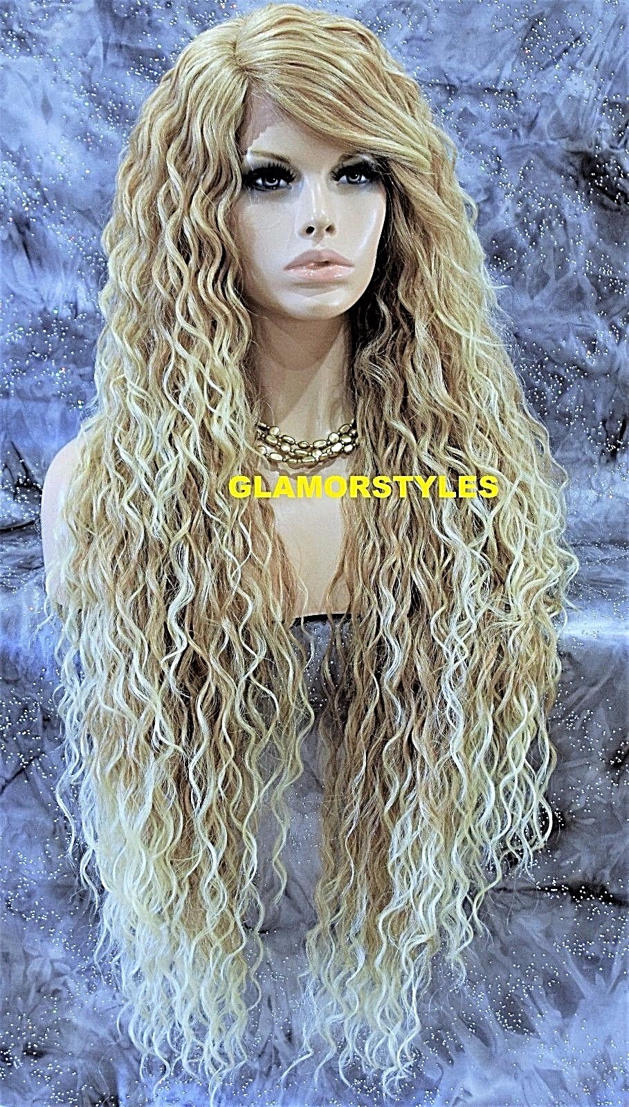 LACE FRONT FULL WIG LONG LAYERED WAVY MEDIUM BLONDE MIX HEAT OK NEW