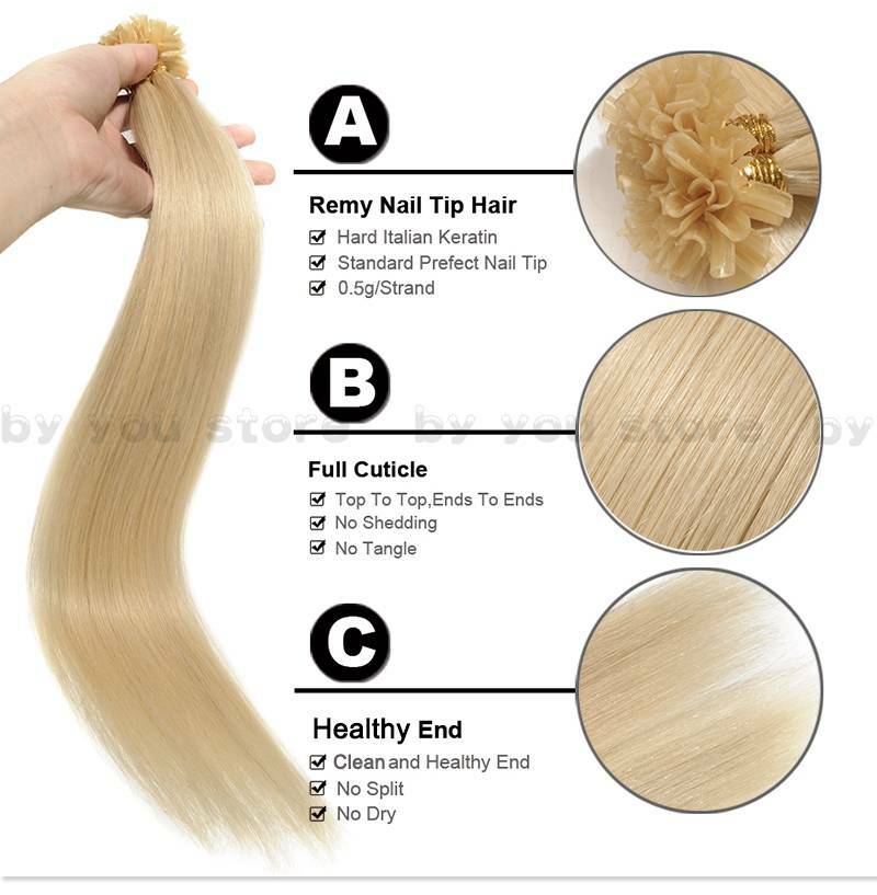 200S Fusion Remy Human Hair Extensions Pre Bonded Nail U Tip Keratin Blonde 150g