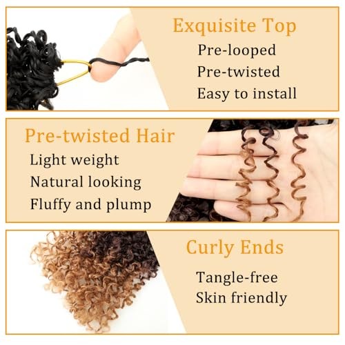 8 Packs Yanky Twist Crochet Hair Pre-looped Crochet 10 Inch (Pack of 8) 1B/4/30