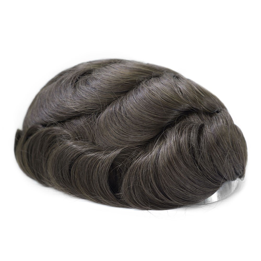Mens Hair Replacement System Injection Poly Skin Toupee Human Hair Pieces #4