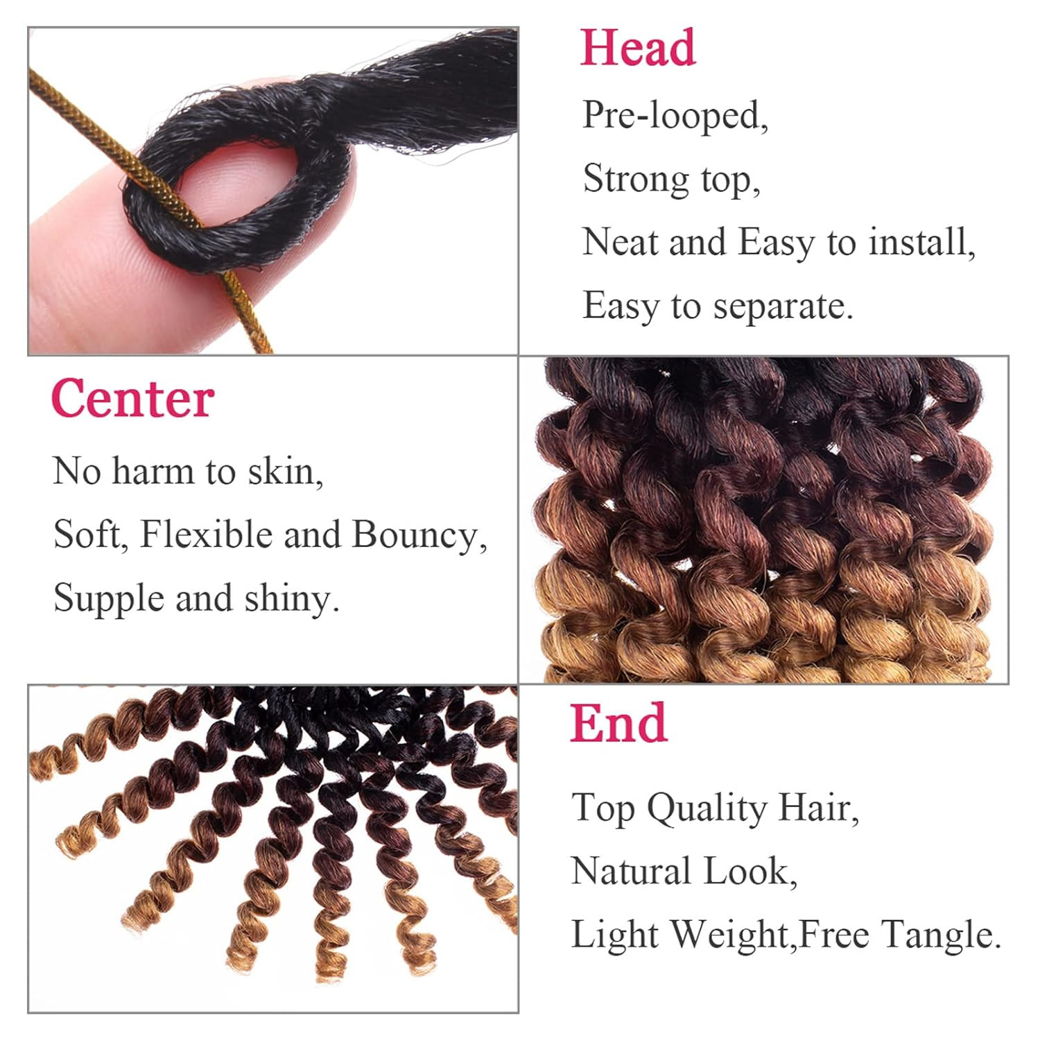 8 Inch Short Jamaican Bounce Wand Curl Crochet Hair 3 Packs Senegalese Twist Syn