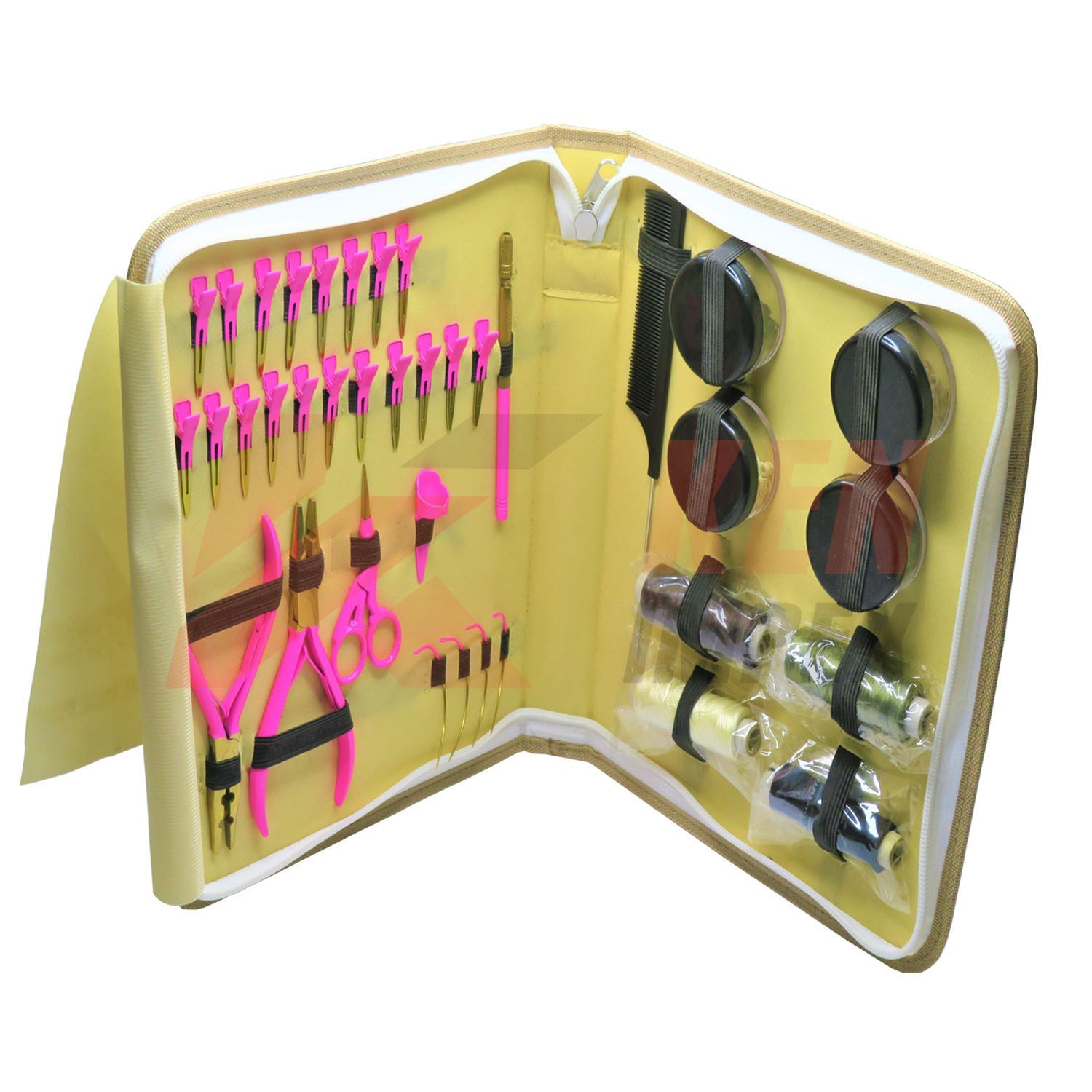 Wholesale Custom Salon Hair Extension Tool Set Hot Pink Gold Custom Logo Ability
