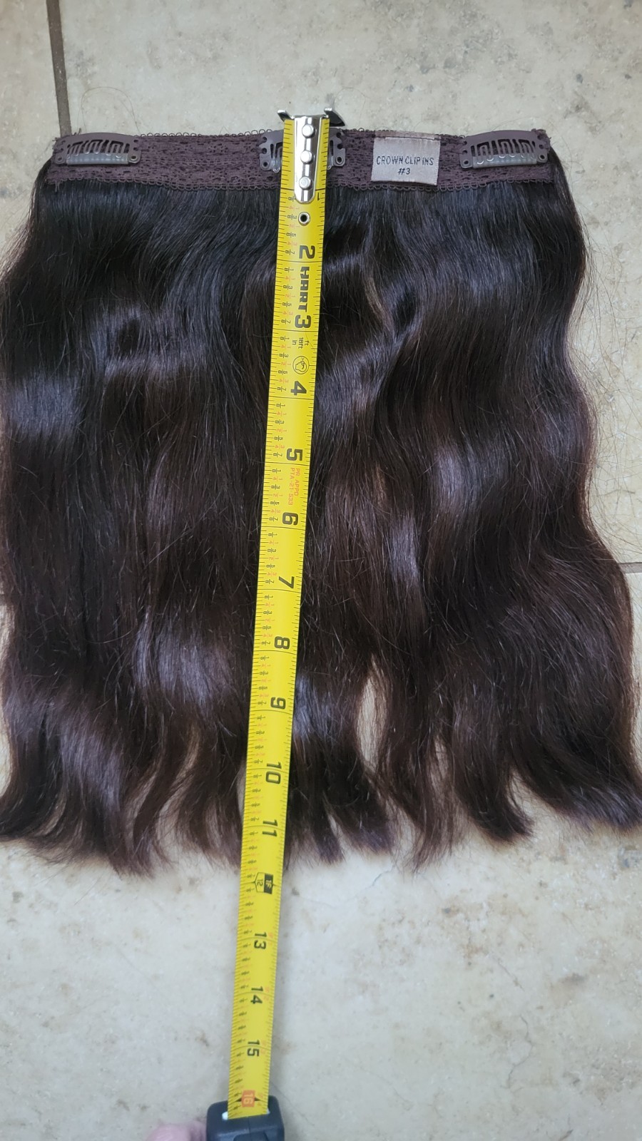 (1 Piece-Back Piece) Hidden Crown Clip In #3 Dark Brown Remy Human Hair 12″