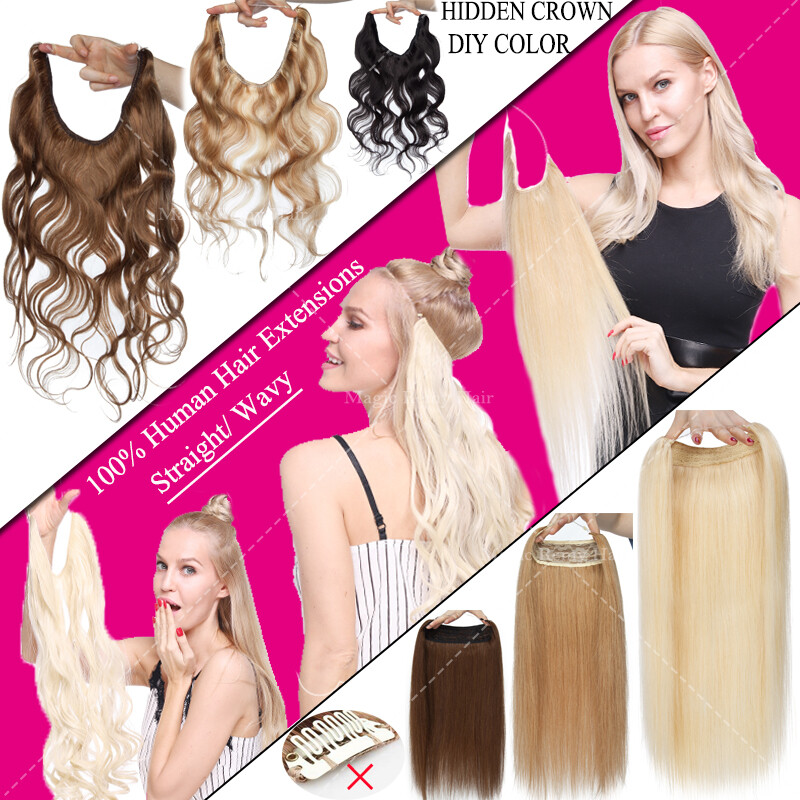 One Piece THICK Secret Wire No Clip In 100% Remy Human Hair Extensions Weft RW
