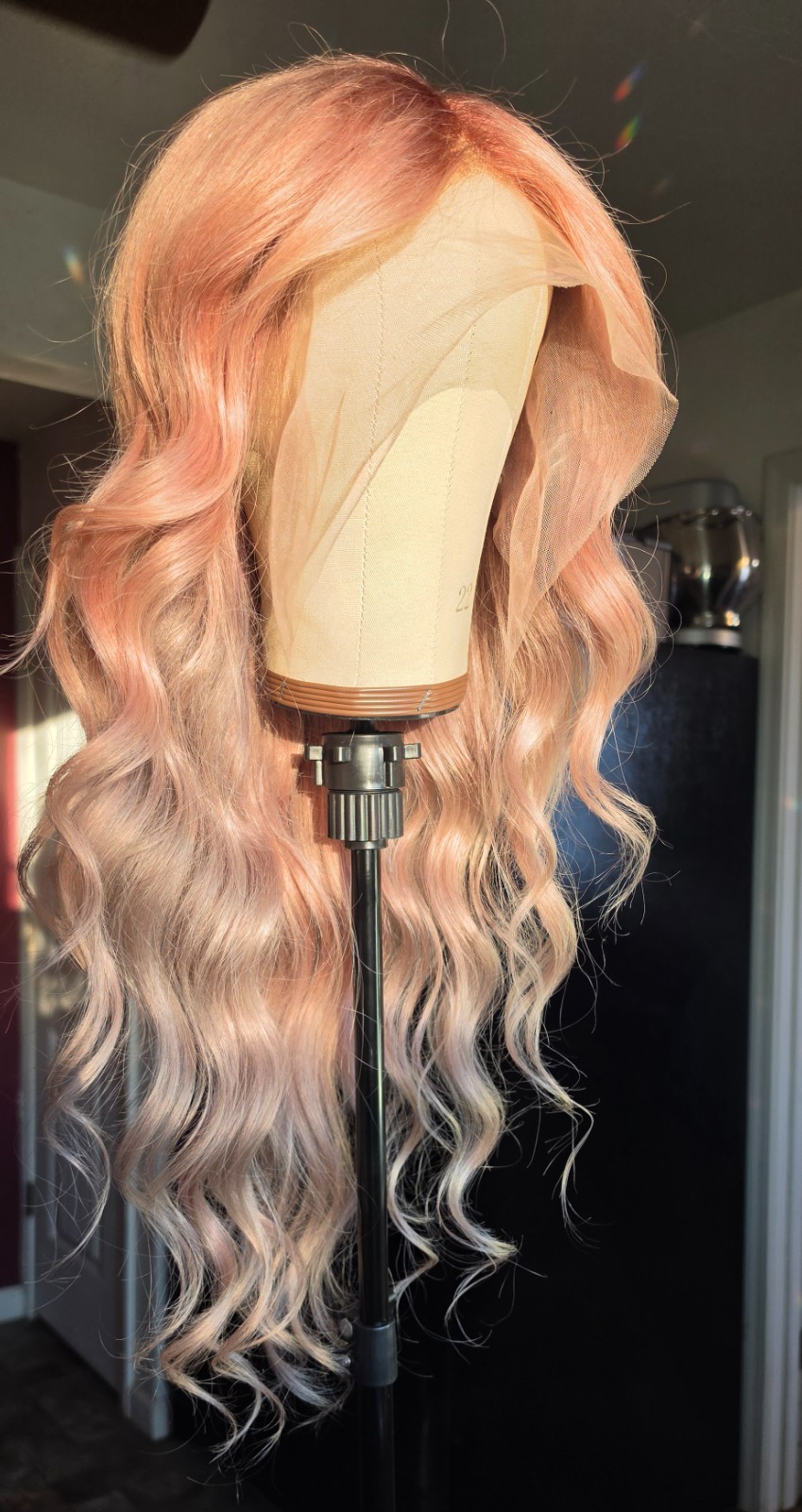 30″ Custom-colored 100% Human Hair Lace Front Wig – Pink Champagne