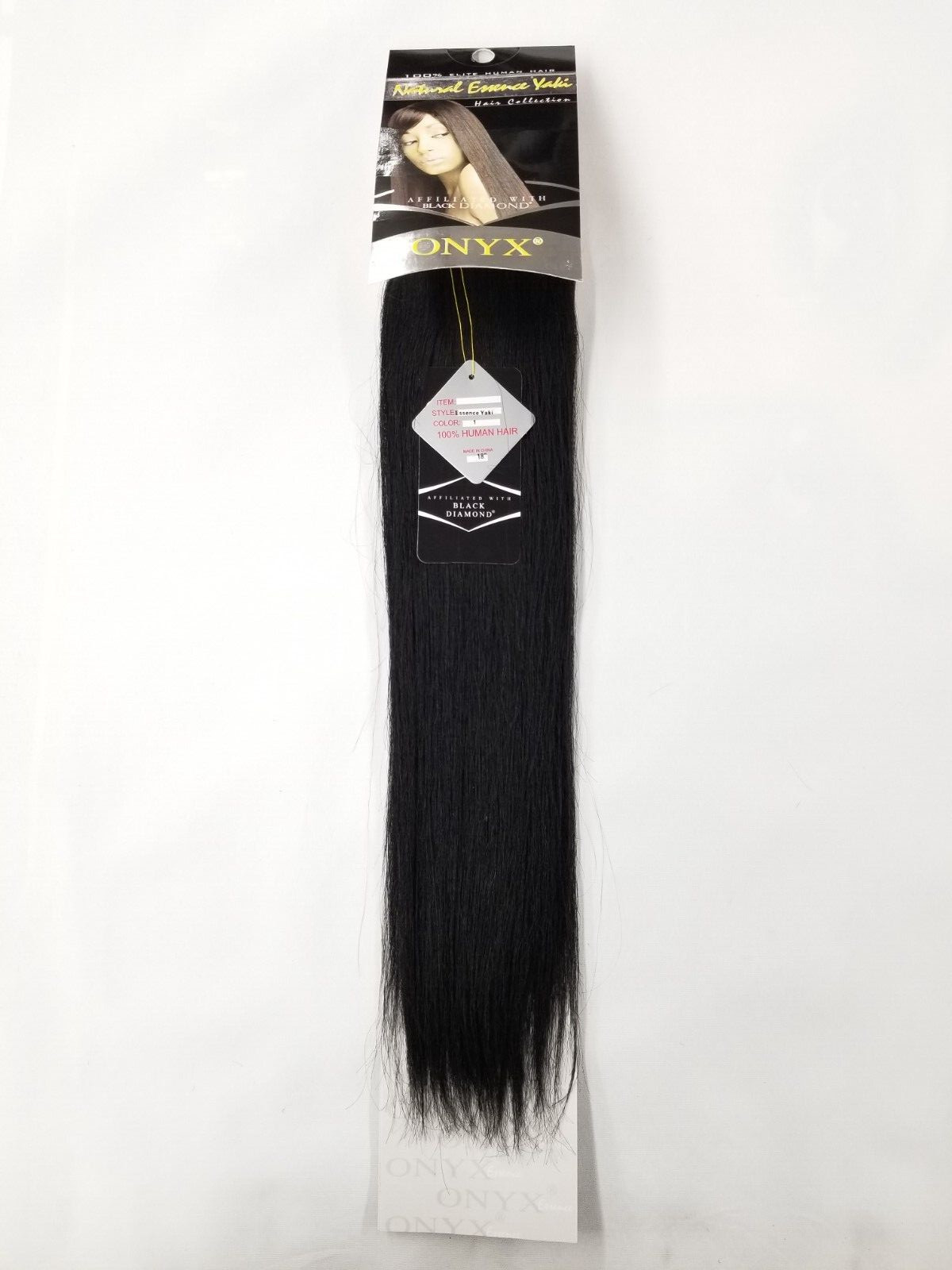 ONYX Black Diamond 100% Human Hair Natural Essence Yaki Weave Extension 18″