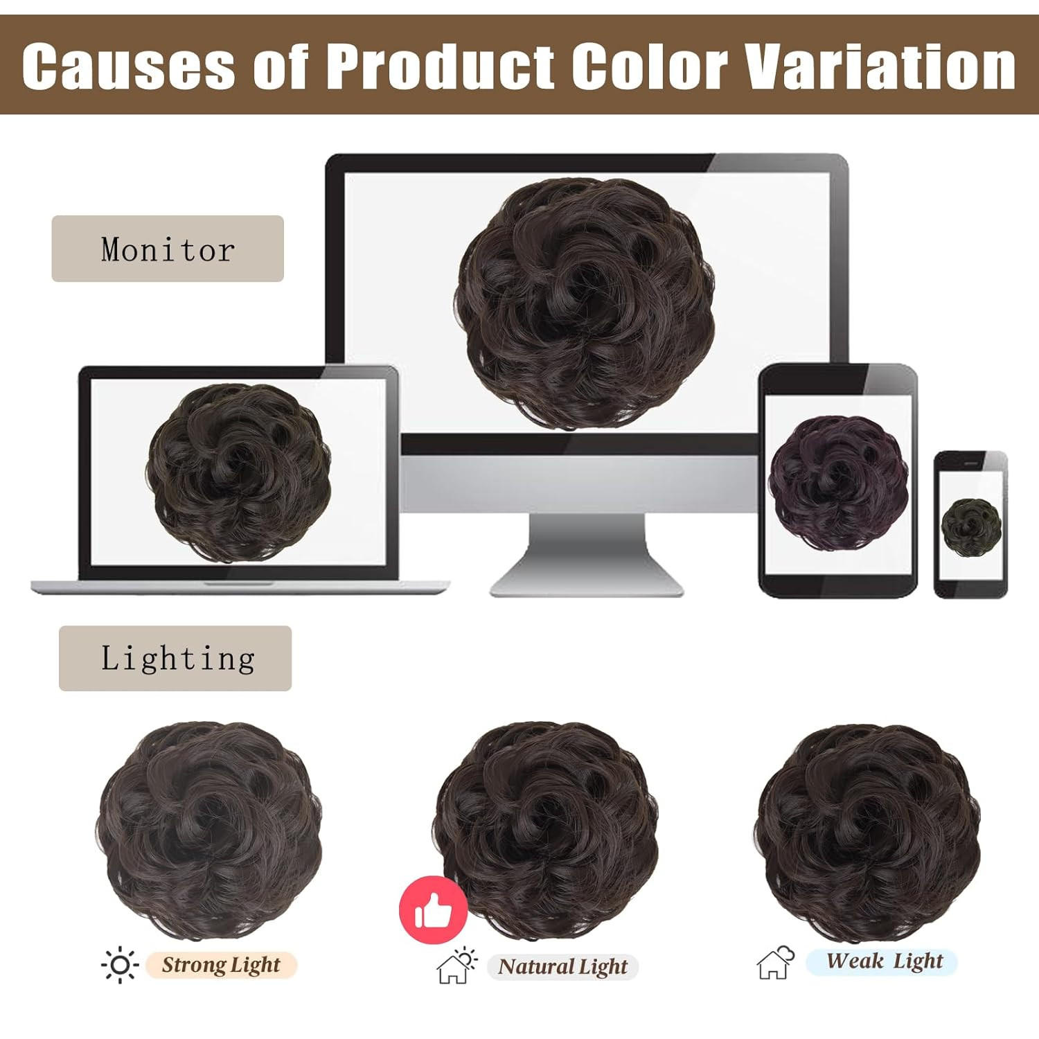 1PCS Messy Bun Hair Piece Wavy Curly Thick Updo Hairpiece Synthetic Chignon Hair