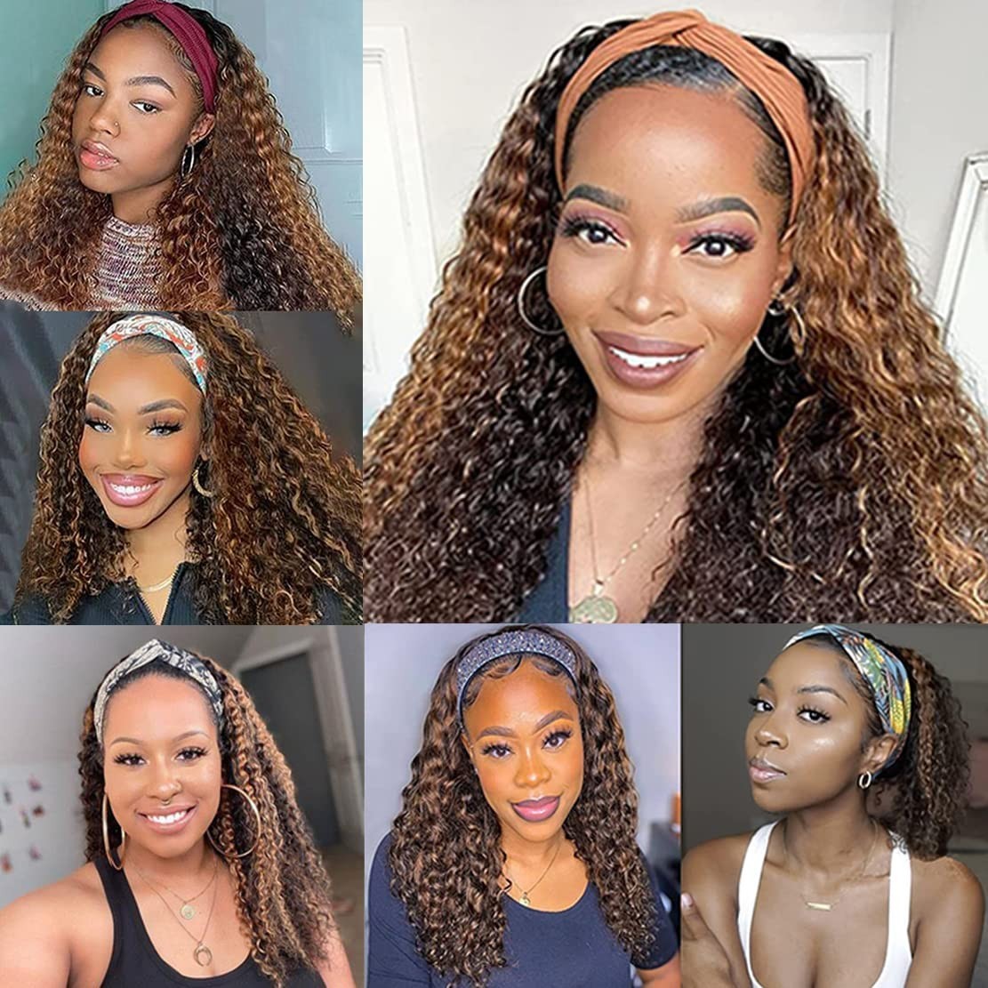 Stylish 22 Inch Ombre Human Hair Headband Wig – Deep Wave & Easy Snap On Design