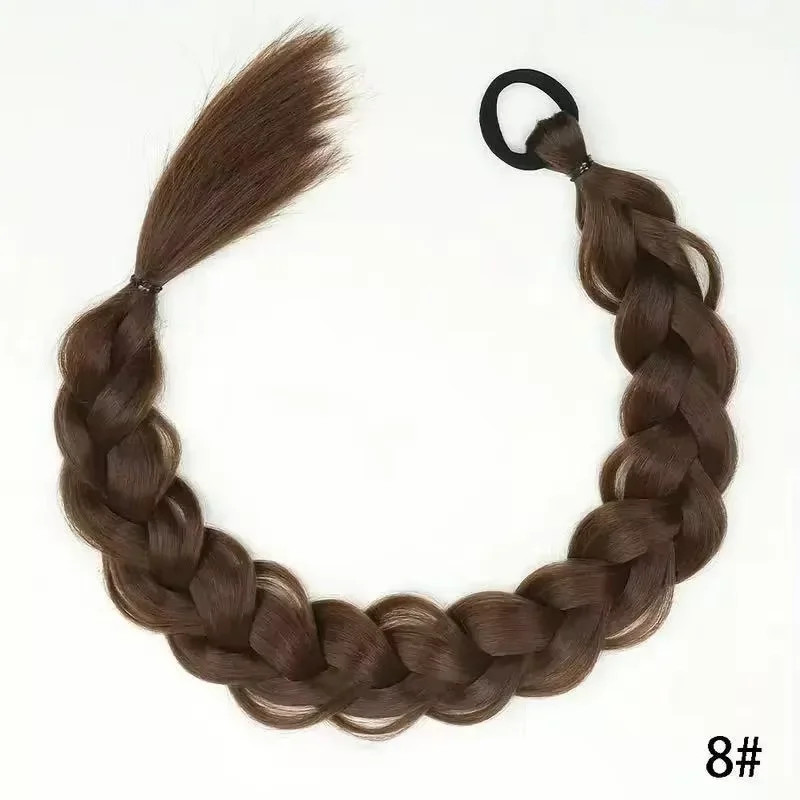 Long Braided Ponytail Hair Extensions Synthetic Hair With Elastic Band For Women