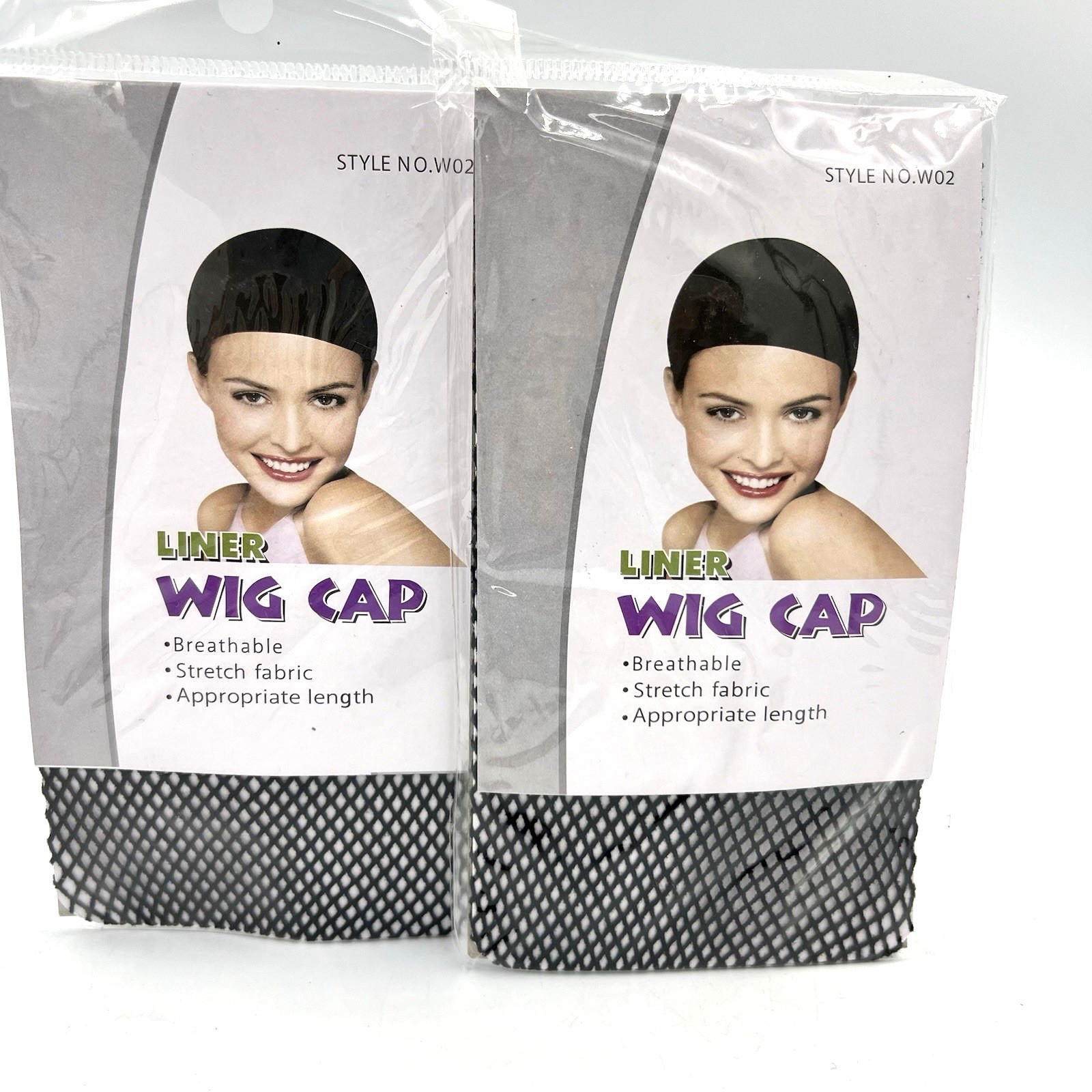Wig Cap Liner Black Mesh Breathable Stretch Fabric New Set of Two