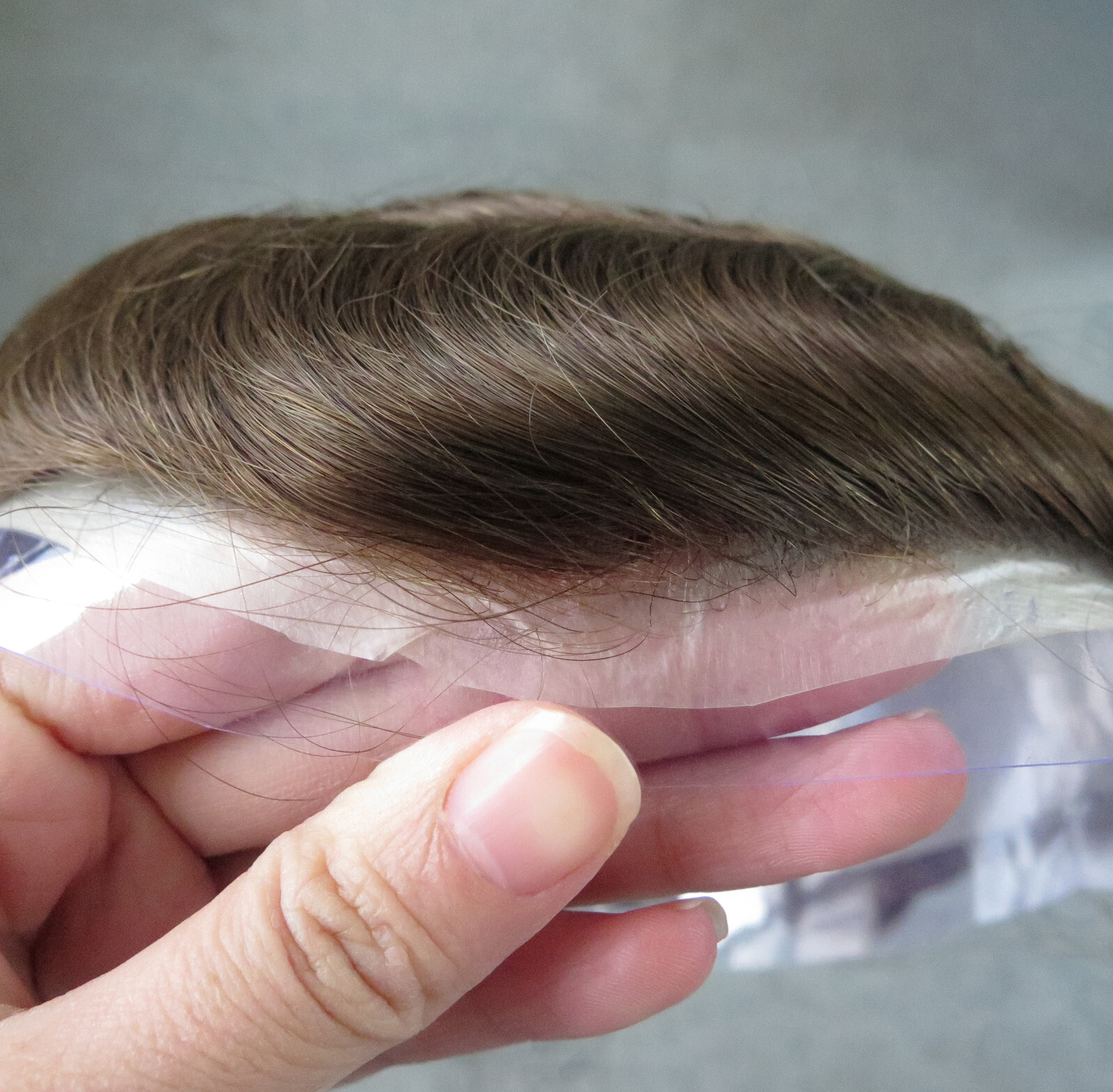Mens Toupee Hair Replacement System Hairpiece 0.03 Thin Skin Human Hair Mirage#5