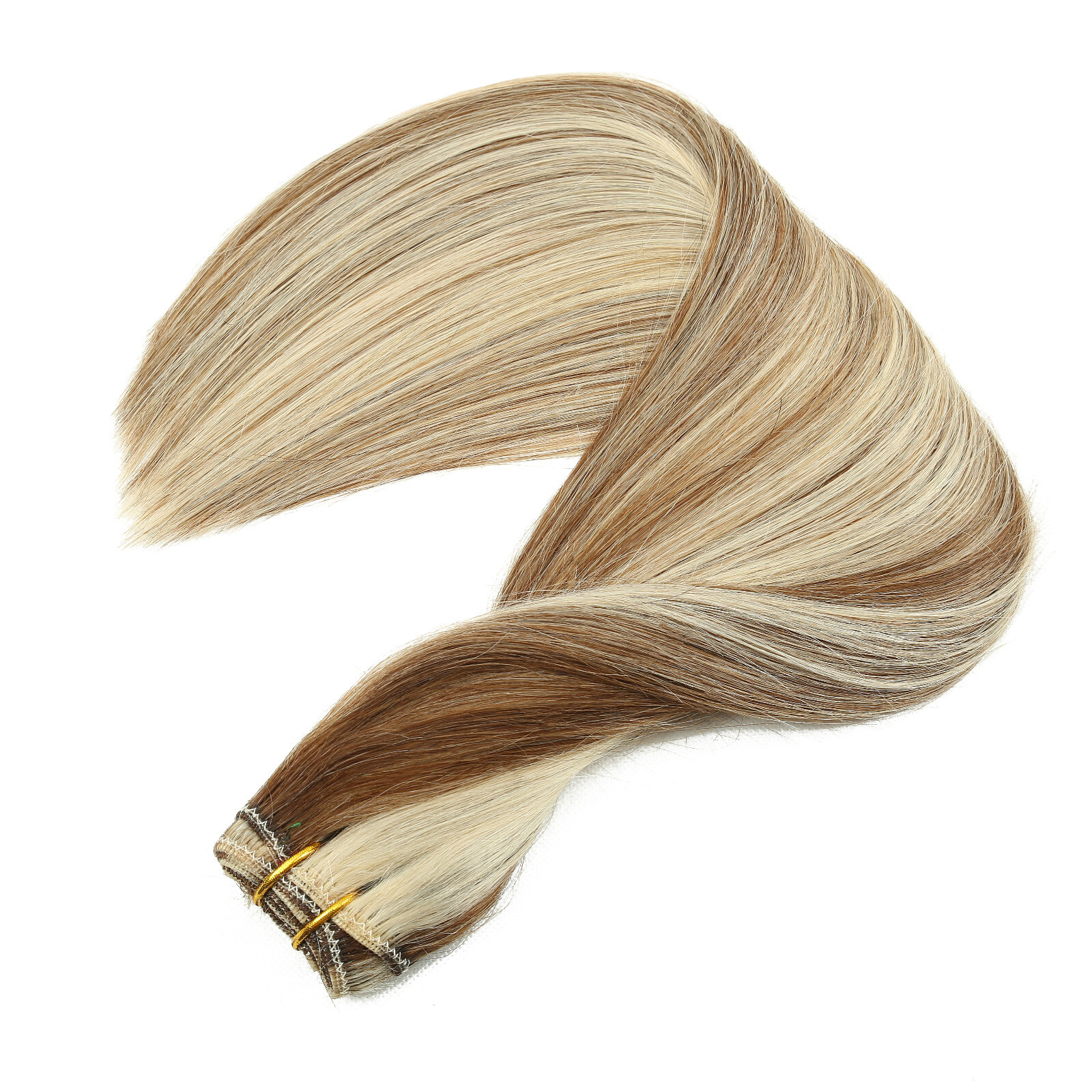 Weft Sew In Remy Human Hair Extensions Double Weave Hair Bundle Full Head Thick