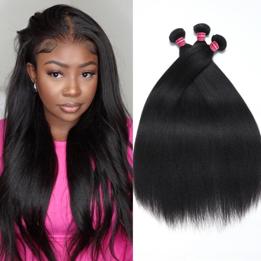 UNice Cambodian Yaki Straight 3 Bundles Human Hair Extensions Virgin Hair Weaves