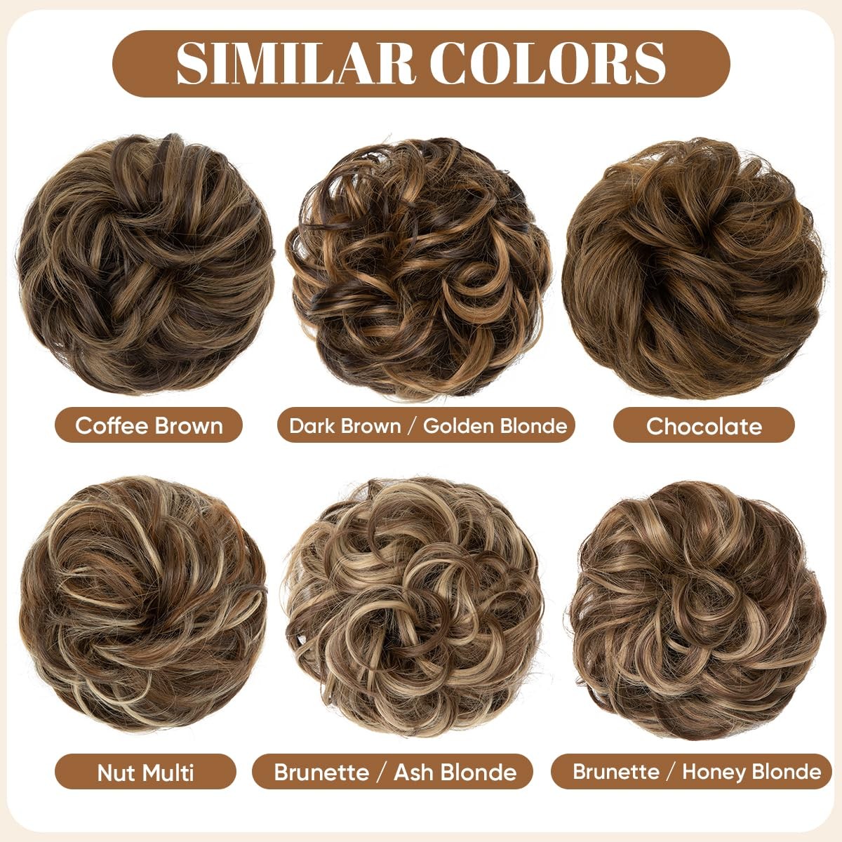 CJL HAIR Large Messy Bun Hair Piece Wavy Curly Dark Brown / Golden Blonde