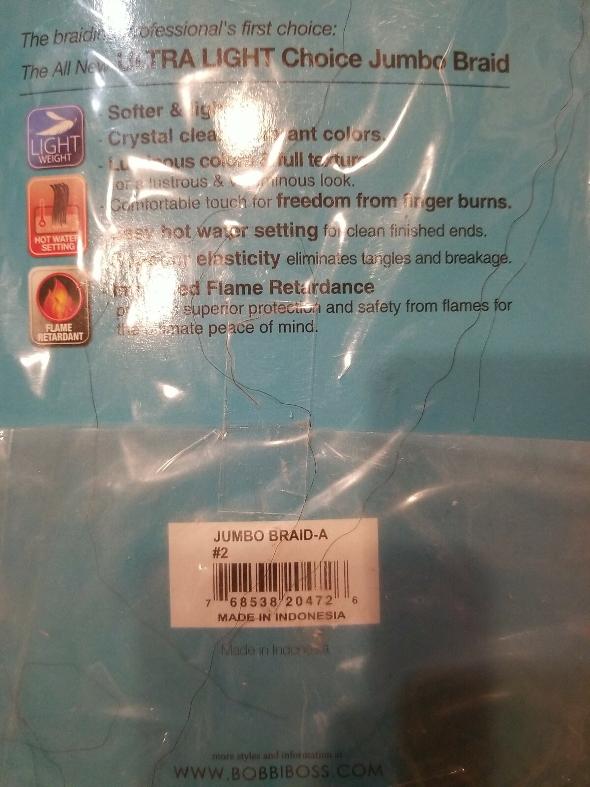 BOBBI BOSS Jumbo Braid 100% Premium FIBER Flame Retardant COLOR A #2 Black Hair