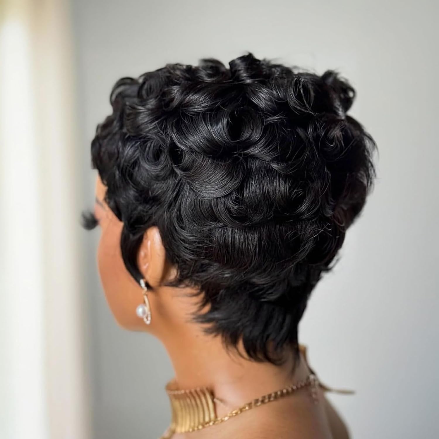 Pixie Cut Wigs for Black Women Brazilian Curly Pixie Cut Wig Human Hair Glueless