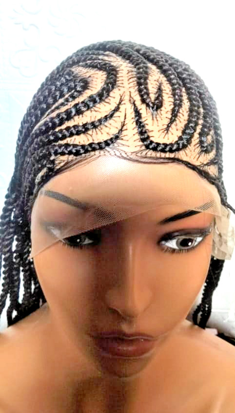 Braided Wig. Cornrow Lemonade Braids with Twist Box Braids. Full Lace Baby Hair