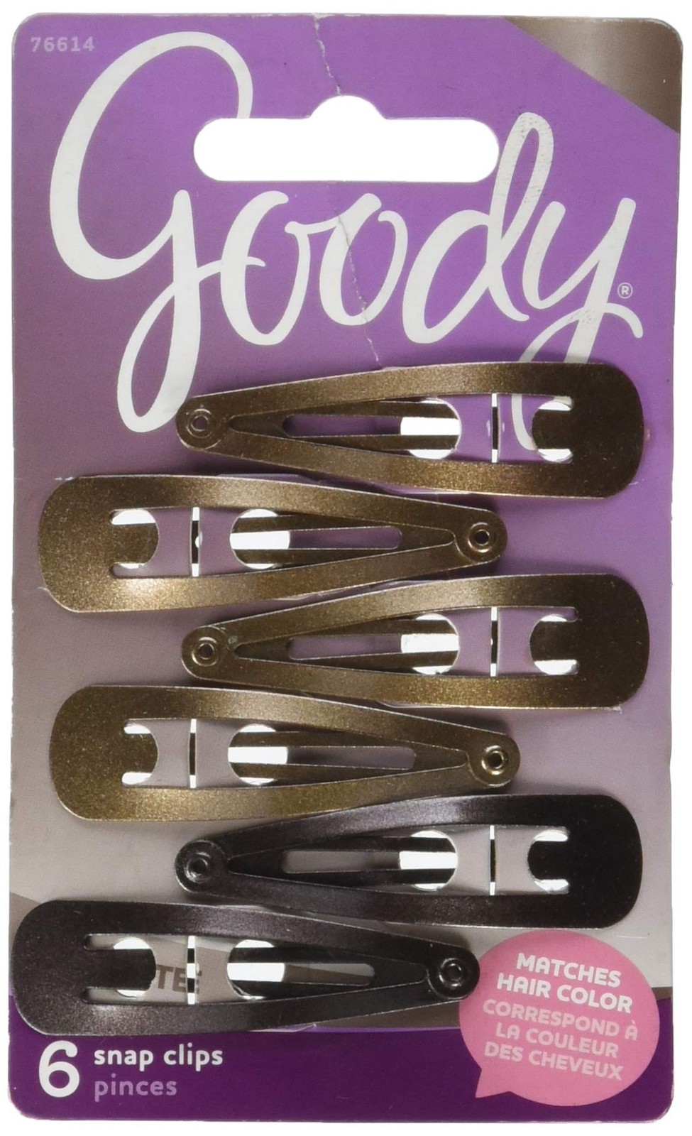 Goody Snap Hair Clips, Brunette, 6-count(1942446)