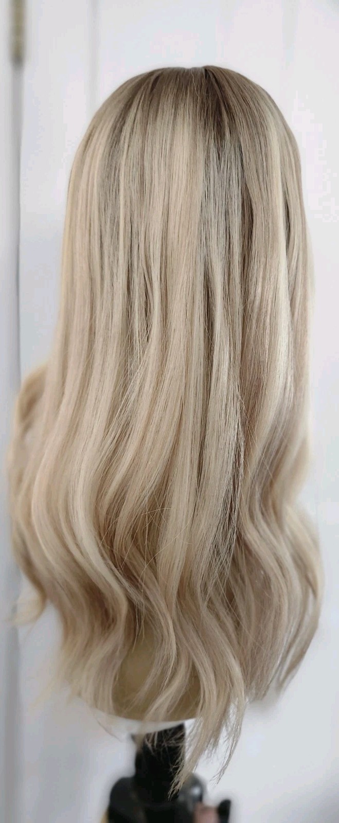 100% HUMAN HAIR SILK TOP LIGHT BLONDE TOPPER /DIMENSION 8″x8″ 18″ LONG