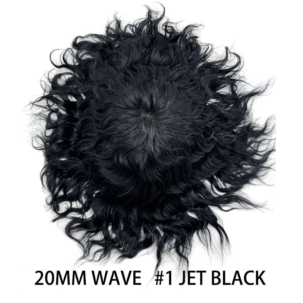 Afro Curl Mens Toupee Full Poly African American Hair System Replacement for Men