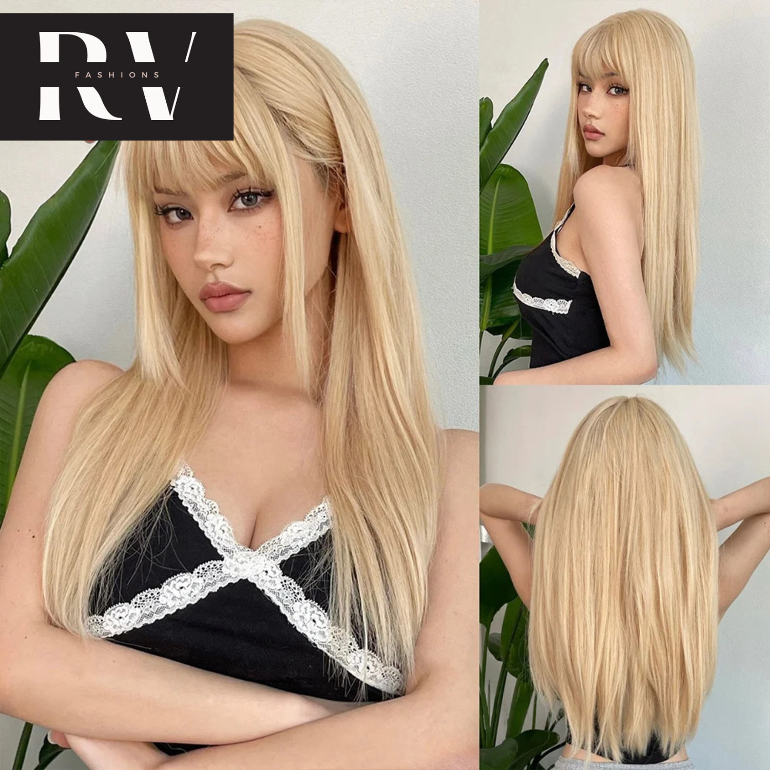 Blonde Platinum Golden Wigs Straight Long Natural Hair Wig for Natural Hair