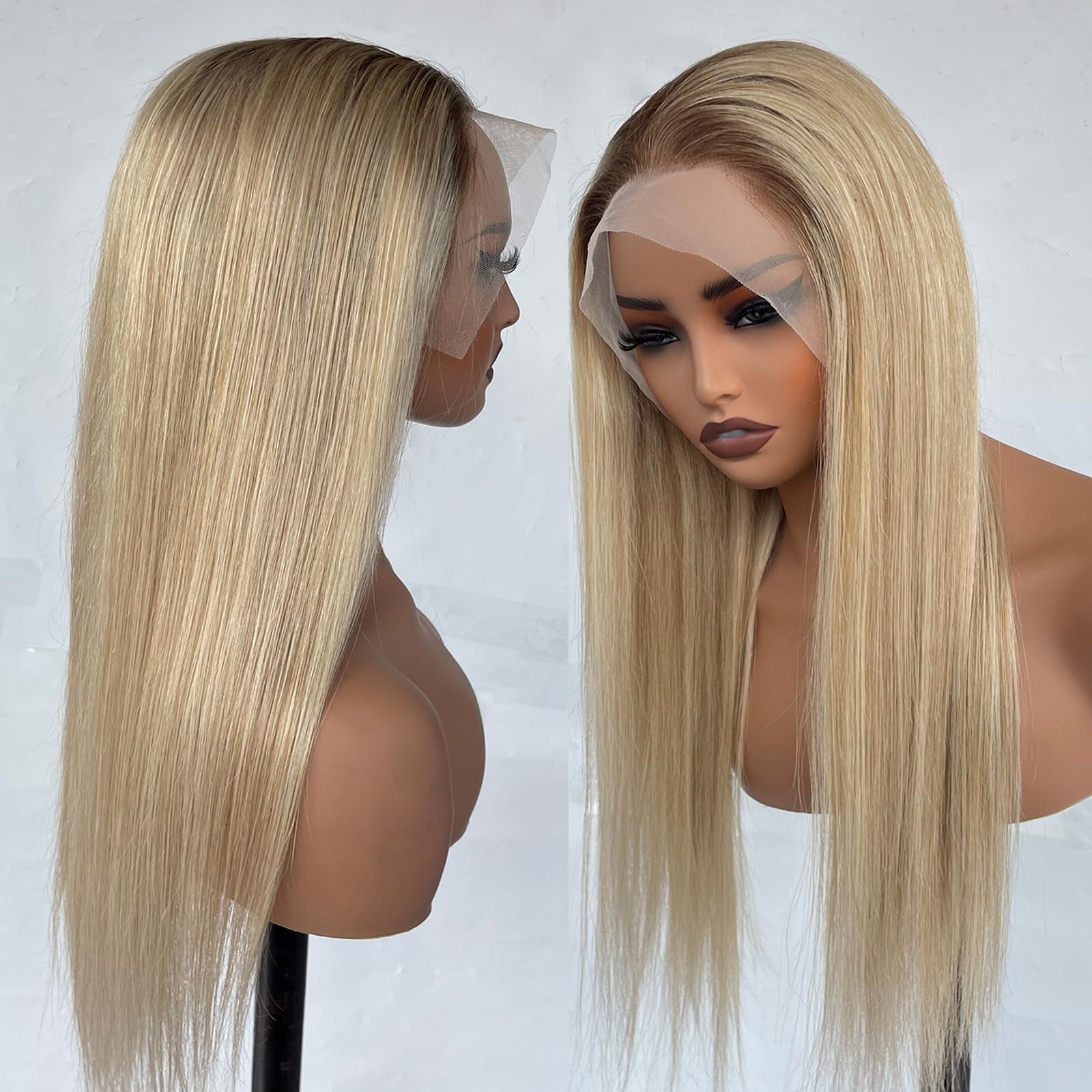 Munx Ombre Highlight Ash Blonde Lace Wigs Pre Plucked Hd Transparent 13X6 Lace