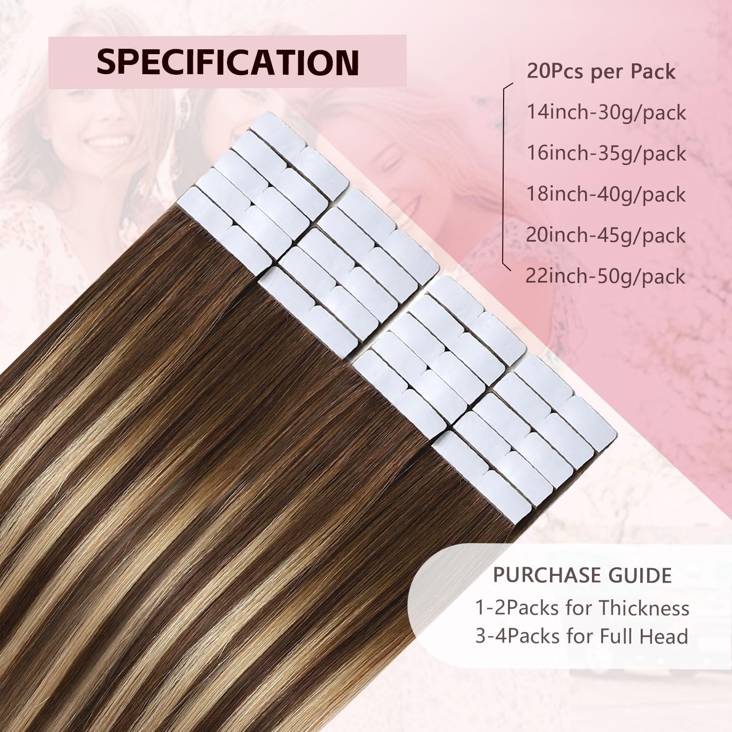 Sweetmet 3Rd-Generation Pro3.0 Invisible Tape In Hair Extensions Human Hair
