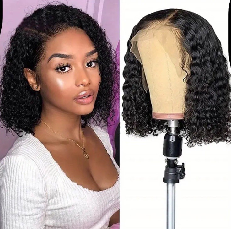 14” 150% Density Brazilian Curly Bob Wig – Natural, Stylish & Easy to Wear,