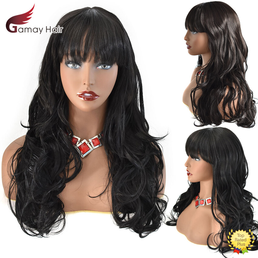 US Long Wavy Fashion Party Wig for Women Premium Synthetic Black Brown Hair 26″