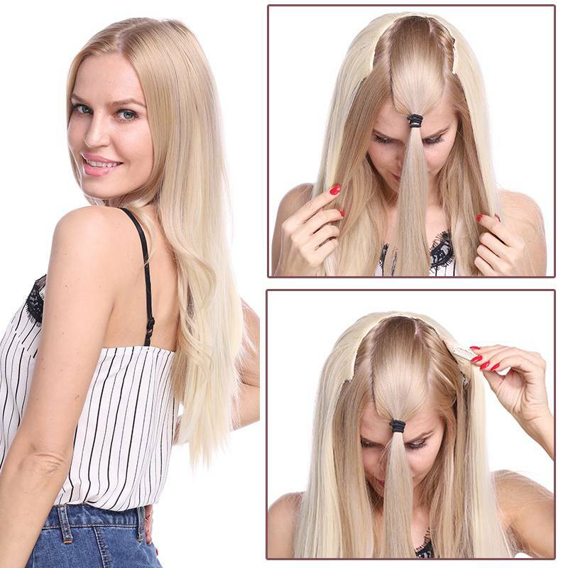 Thick Synthetic Full Head Clip In Hair Extensions Long Straight Hair Extentions