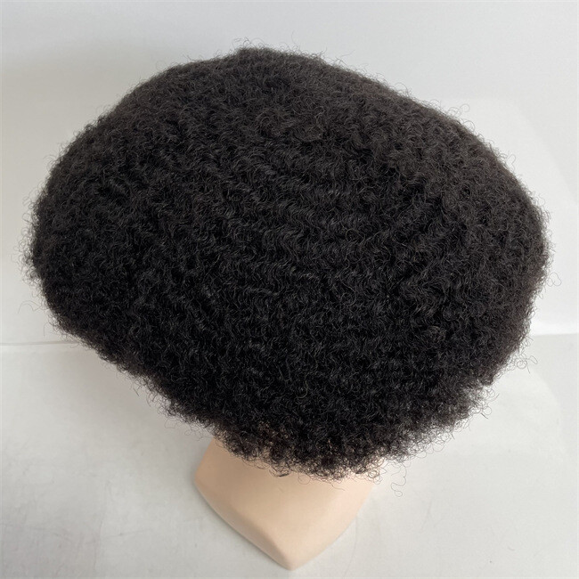 360 Lace Wave Man Toupee Hair 6MM Curly African Black Mens Replacement Hairpiece