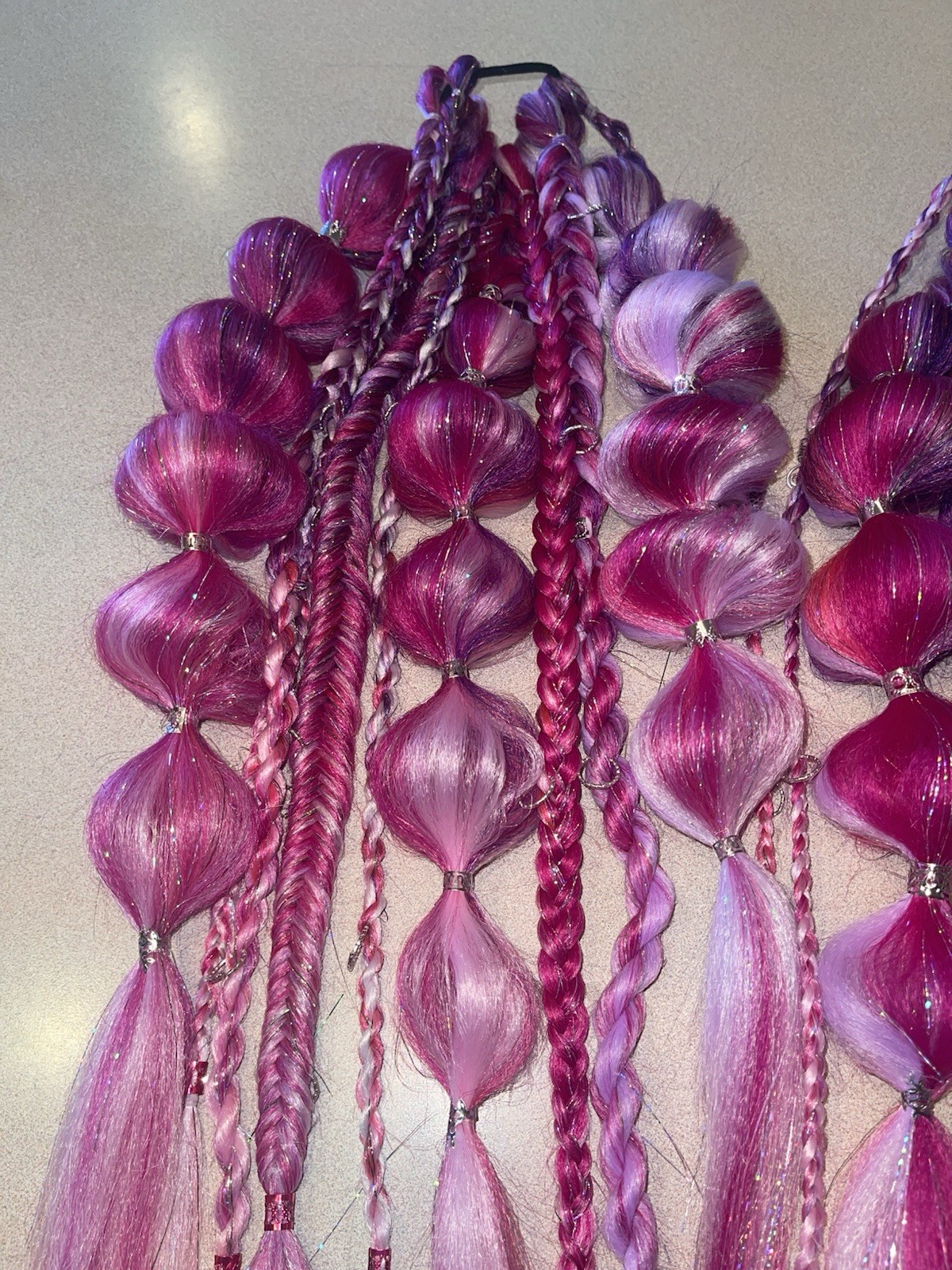 Pink & Purple Handmade Rave/Concert/Festival Pigtail Extensions