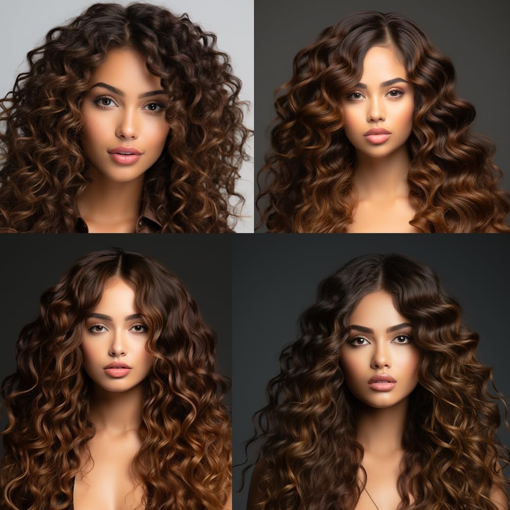 Qeuope Ombre Two Tone Color 4 Mixed Color 30 Deep Curly Bundles 30 32 34 Inch