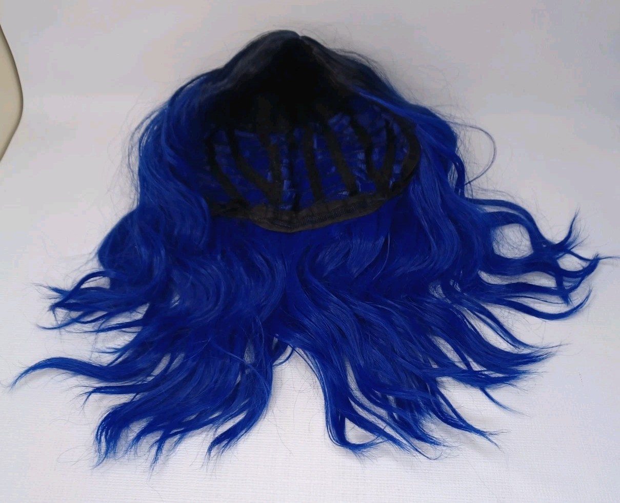 Shoulder Length Blue & Black Ombre Wig