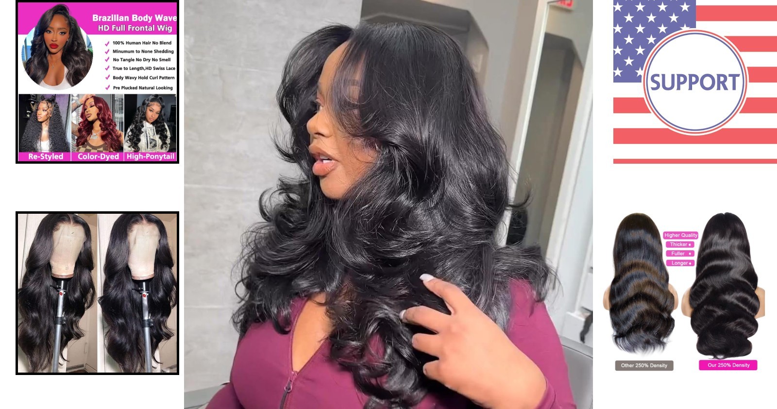 Glueless 18 Inch HD Lace Front Wig – Natural Black Body Wave for Modern Women